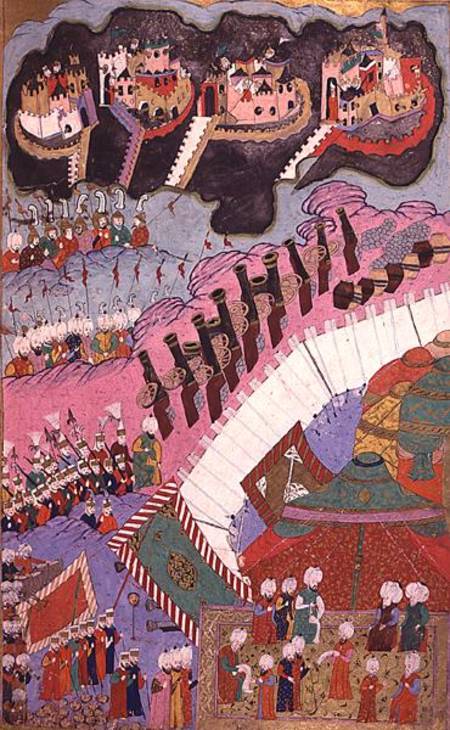 TSM H.1524 The Forces of Suleyman the Magnificent (1484-1566) Besieging a Christian Fortress, from t van Turkish School