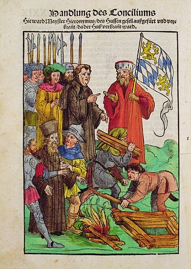 The execution of Jan Hus or one of his priests at the Council of Constance, from ''Chronik des Konzi van Ulrich von Richental