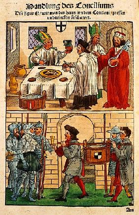 How the bread and wine were distributed to the people during the Council of Constance, from ''Chroni