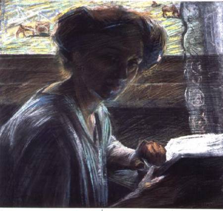 Woman Reading van Umberto Boccioni