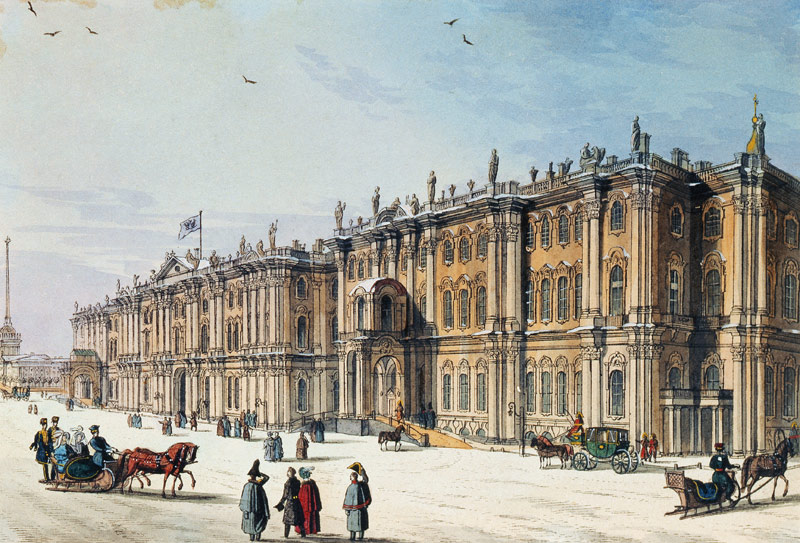 View of the Winter Palace in Saint Petersburg (Album of Marie Taglioni) van Unbekannter Künstler