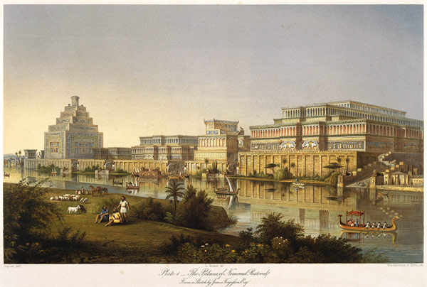 The Palaces of Nimrud Restored (From "Discoveries in the Ruins of Nineveh and Babylon" by Austen Hen van Unbekannter Künstler