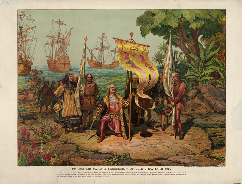 Columbus taking possession of the new country van Unbekannter Künstler