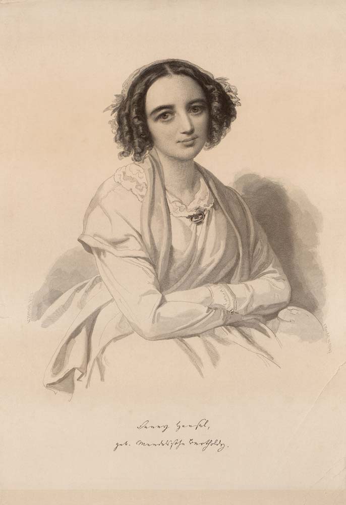 Portrait of Fanny Hensel née Mendelssohn (1805-1847) van Unbekannter Künstler