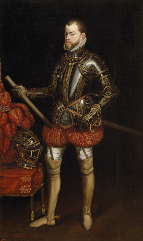 Portrait of Philip II (1527-1598) in armour from the battle of Saint Quentin van Unbekannter Künstler