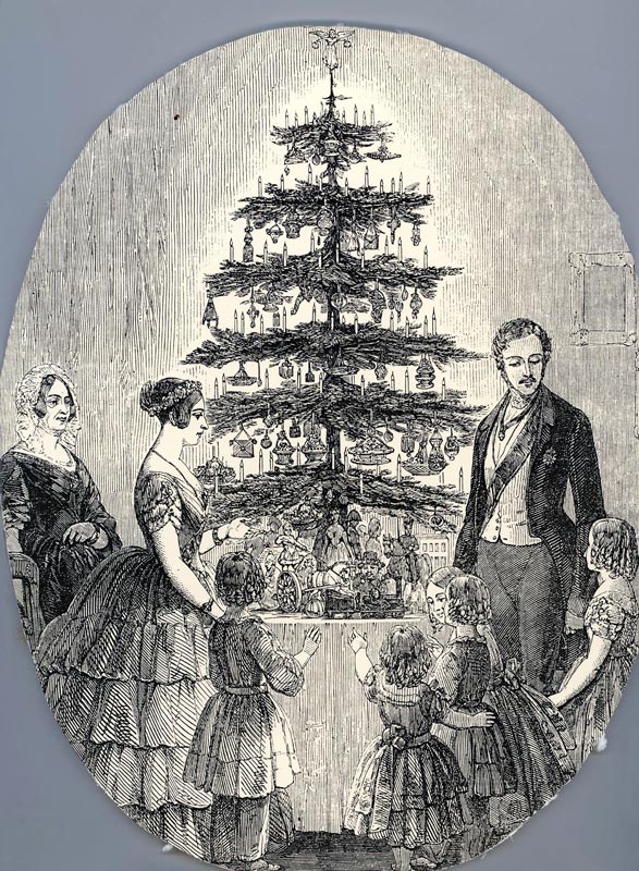 Christmas with Queen Victoria, Prince Albert, their children and Queen Victoria's mother, in 1848 (f van Unbekannter Künstler