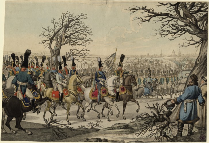 Tsar Alexander I and King Frederick William III before the troops van Unbekannter Künstler