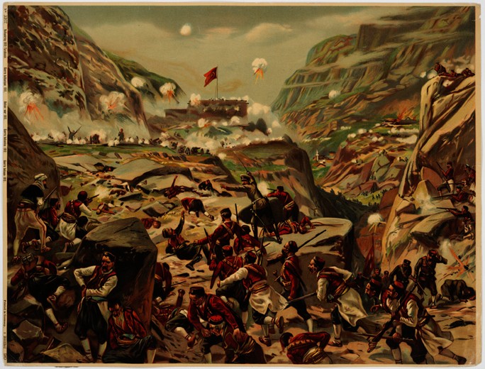 Balkan War. The Battle at Tarabosh van Unbekannter Künstler