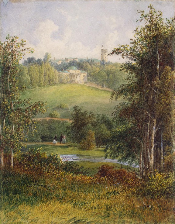 Landscape with the Manor House in the Estate of Gostilitsy near St Petersburg van Unbekannter Künstler