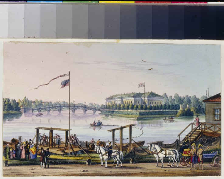 View of Kamenny Island Palace in Saint Petersburg (Album of Marie Taglioni) van Unbekannter Künstler