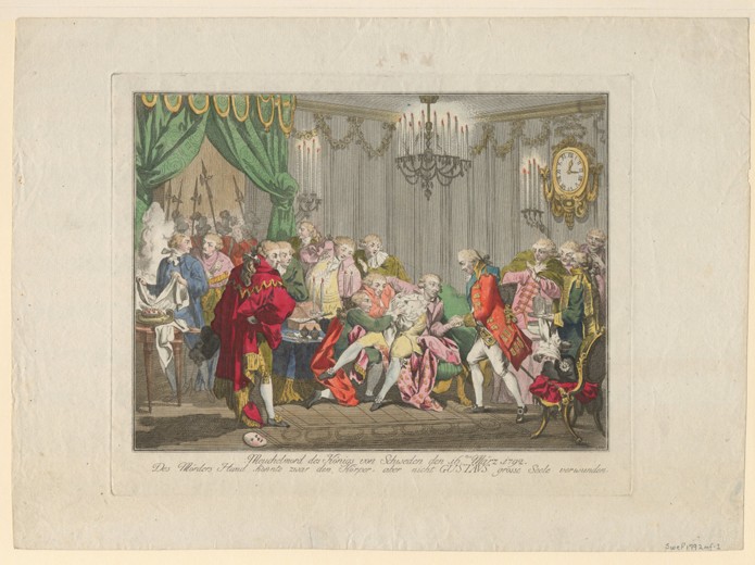 The Assassination of King Gustav III on 16 March 1792 van Unbekannter Künstler