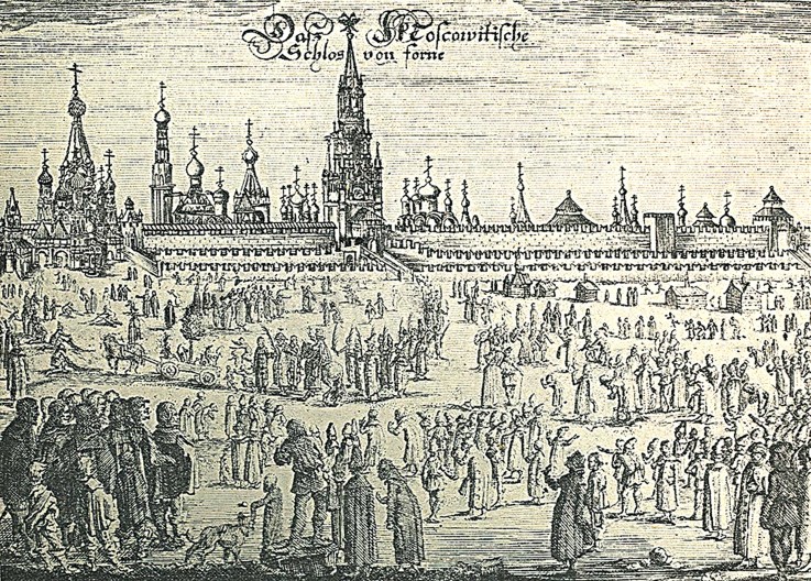 The donkey walk in the Moscow Kremlin (From "Travels to the Great Duke of Muscovy and the King of Pe van Unbekannter Künstler