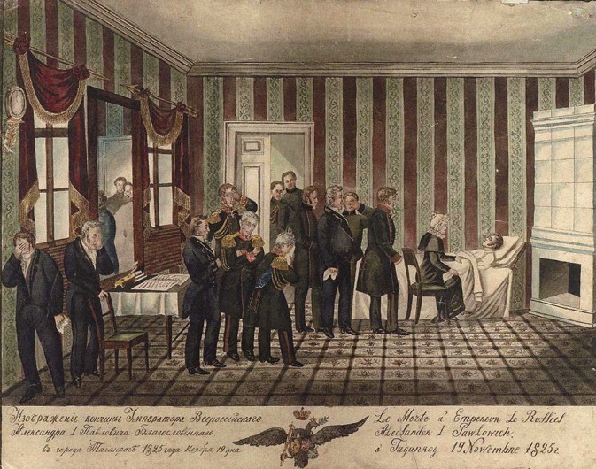 The death of Alexander I of Russia in Taganrog on 19 November 1825 van Unbekannter Künstler