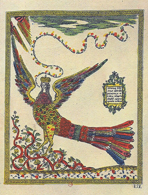 The Sirin bird (Lubok) van Unbekannter Künstler
