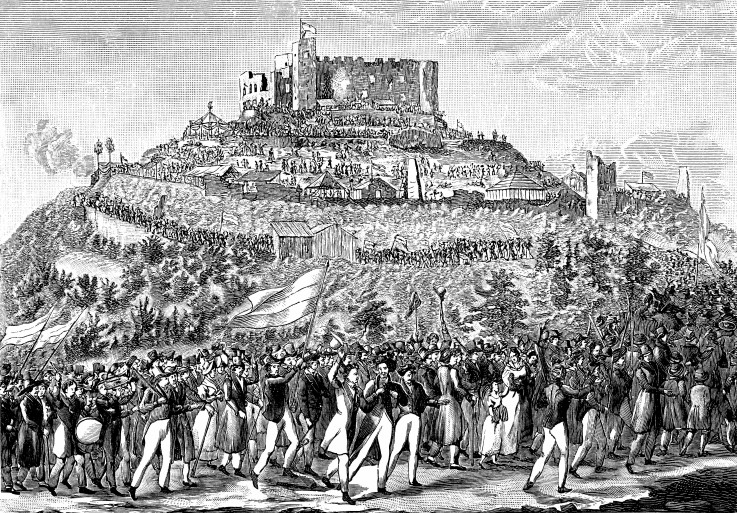 Procession to Hambach Castle on 27 May 1832 van Unbekannter Künstler