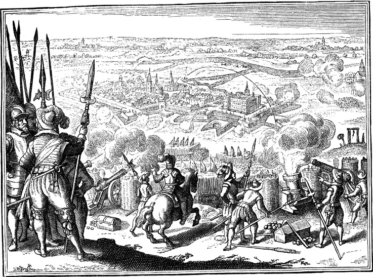 The siege of the Jülich fortress in 1610 van Unbekannter Künstler
