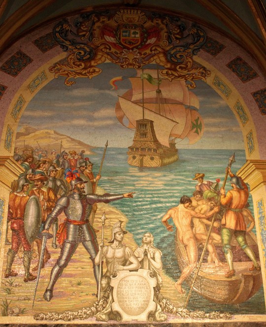 Conquest Of Peru by Francisco Pizarro van Unbekannter Künstler