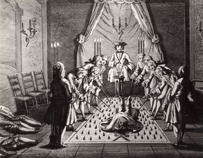 The French Freemasons initiation ceremony van Unbekannter Künstler
