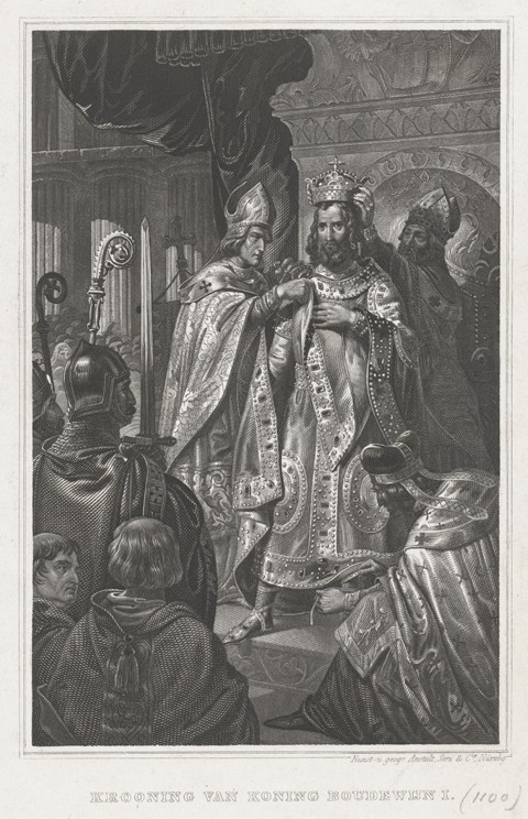 The coronation of Baldwin I on Christmas Day 1100 van Unbekannter Künstler