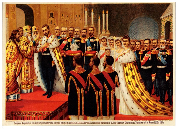 The Coronation Ceremony of Nicholas II. The Anointing van Unbekannter Künstler