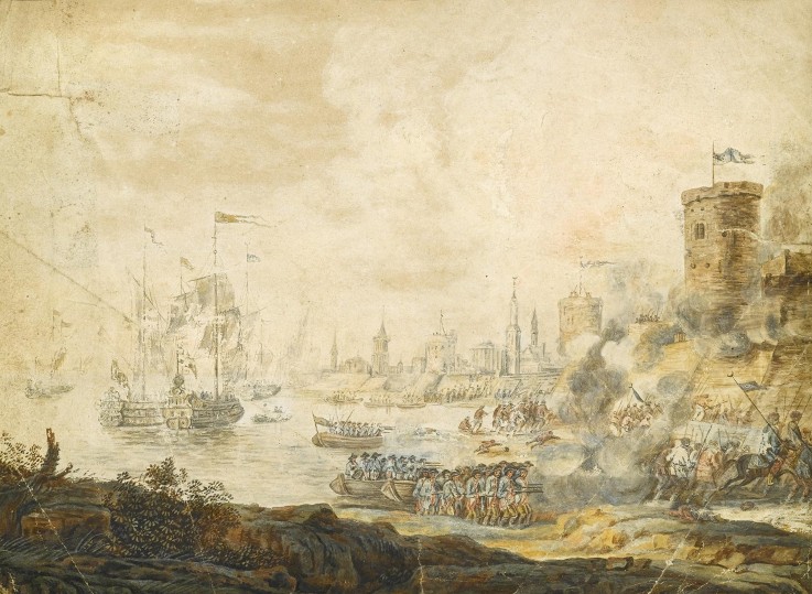 The naval Battle of Chesma on 5 July 1770 van Unbekannter Künstler