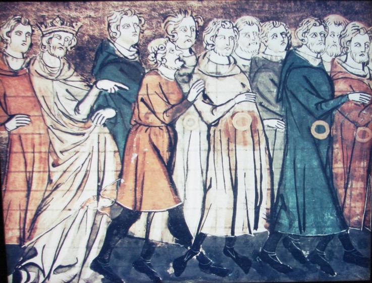 The expulsion of Jews from France in 1182 (A miniature from Grandes Chroniques de France) van Unbekannter Künstler