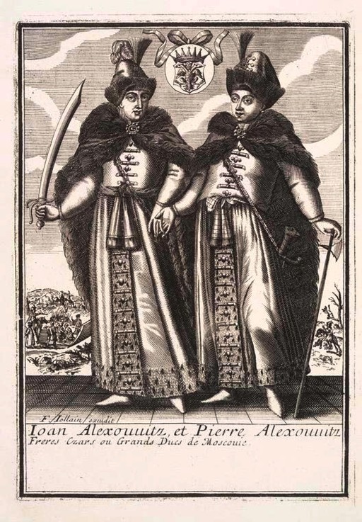 The Tsars Ivan Alexeyevich and Pyotr Alexeyevich of Russia van Unbekannter Künstler