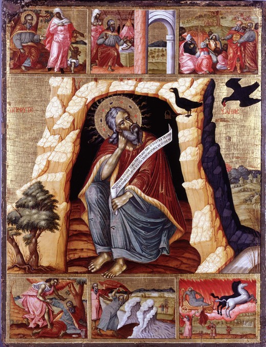 The Prophet Elijah in the Wilderness with Scenes from His Life van Unbekannter Künstler