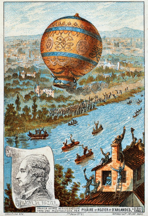 First aerial voyage with Pilâtre de Rozier and d'Arlandes, 1783 (From the Series "The Dream of Fligh van Unbekannter Künstler