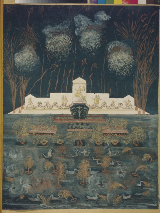 Fireworks and illumination on the occasion of the Treaty of Abo on September 15th, 1743 van Unbekannter Künstler