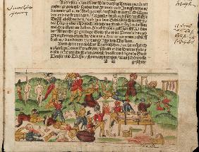 Russian atrocities in Livonia in 1578. From Johann Jakob Wick's Sammlung von Nachrichten...