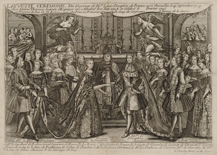 Marriage of Louis, Dauphin of France to Marie Thérèse Raphaëlle, Infanta of Spain in 1745 at Versail van Unbekannter Künstler