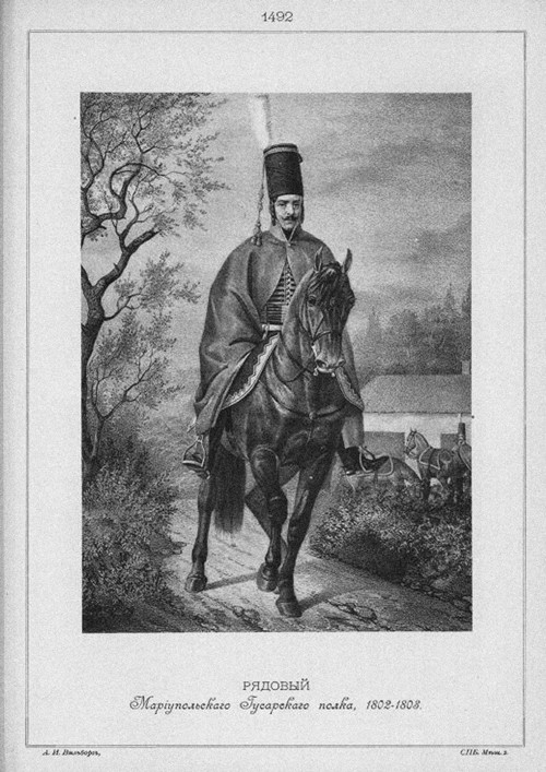 Hussar of the Mariupol Hussar Regiment in 1802-1808 van Unbekannter Künstler