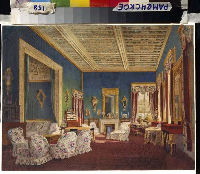 Interior in the Talyzin's Manor House Denezhnikovo van Unbekannter Künstler