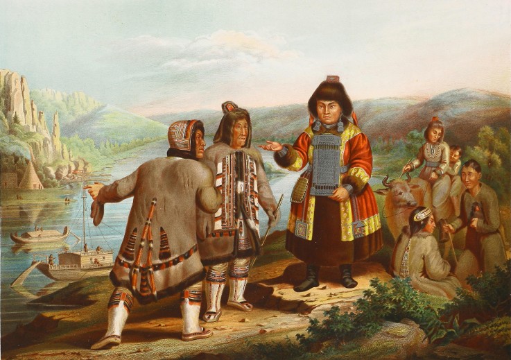 Yakuts at the Lena River (From T de Pauly's "Description ethnographique des peuples de la Russie") van Unbekannter Künstler