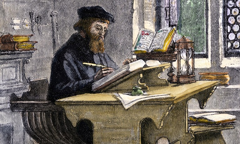John Wycliffe at work van Unbekannter Künstler