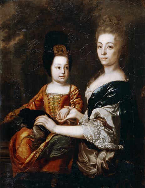Portrait of the Tsar of Russia Ivan VI Antonovich (1740-1764) with lady-in-waiting Julia von Mengden van Unbekannter Künstler