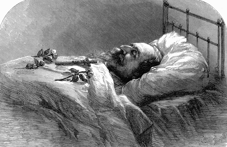 Emperor Napoleon III on the deathbed van Unbekannter Künstler