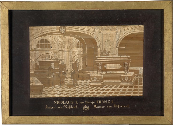 Emperor Nicholas I at the coffin of Emperor Francis I of Austria van Unbekannter Künstler