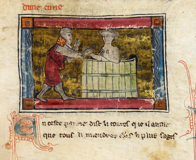 Lancelot rescuing a lady from a tub van Unbekannter Künstler