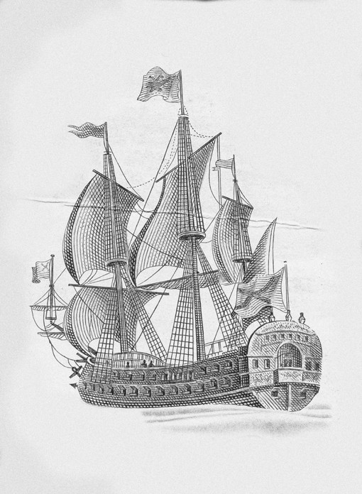 Russian ship of the line "Poltava" (1712) van Unbekannter Künstler