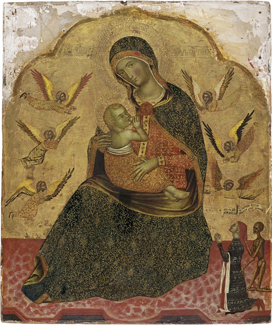 The Virgin of Humility with Angels and a Donor van Unbekannter Künstler