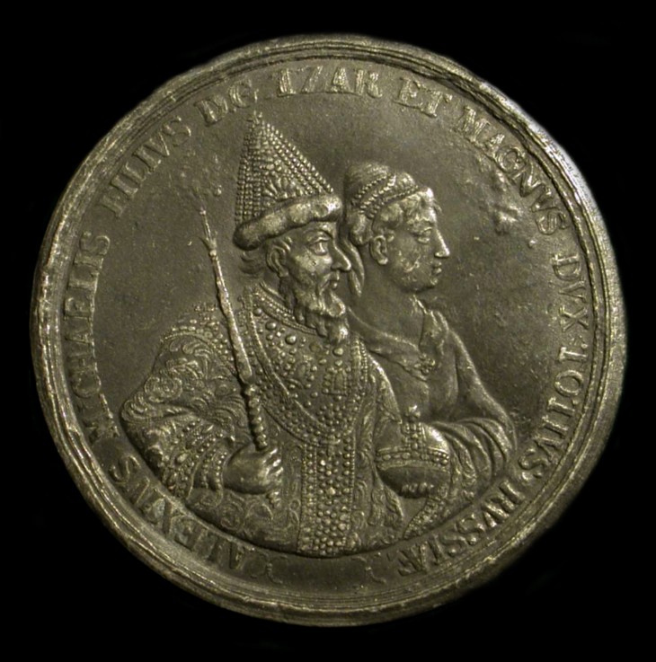 Medal "Tsar Alexis I of Russia" (to celebrate the birth of Peter the Great) van Unbekannter Künstler