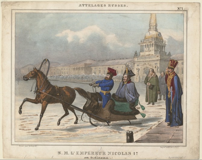 Nicholas I of Russia in a sleigh van Unbekannter Künstler