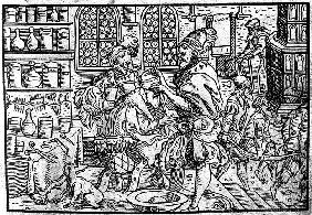 Operation on a man's head. From: Die große Wundarzney by Theophrastus Bombastus von Hohenheim