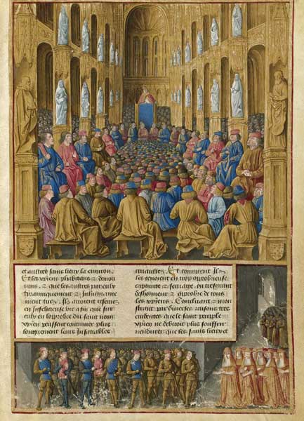 Pope Urban II at the Council of Clermont in 1095. Miniature from Livre des Passages d'Outre-mer van Unbekannter Künstler