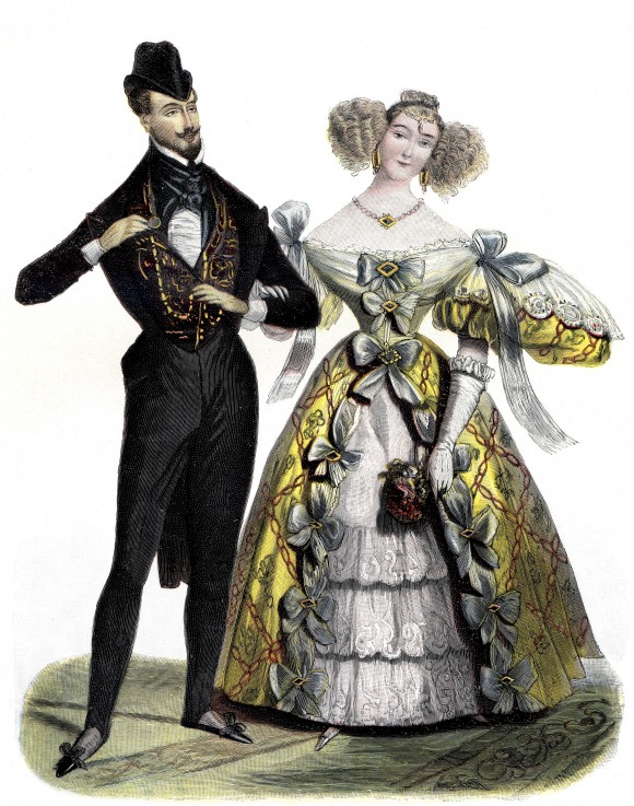 Paris ball dress from the year 1830 van Unbekannter Künstler