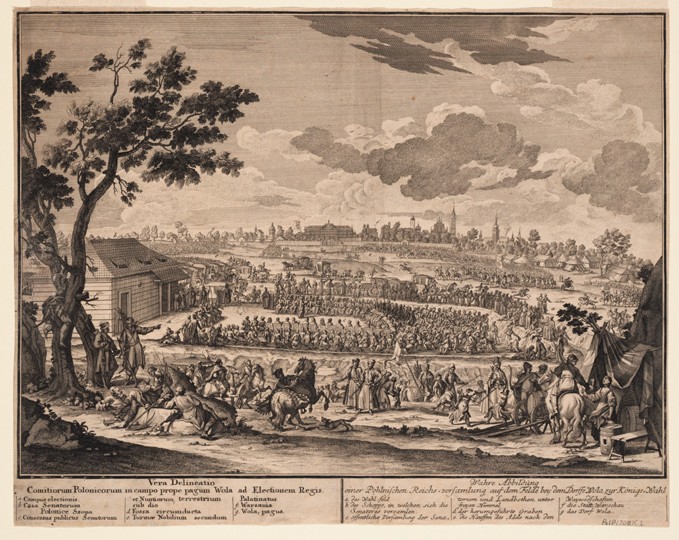 The free election of Augustus II at Wola, outside Warsaw, in 1697 van Unbekannter Künstler
