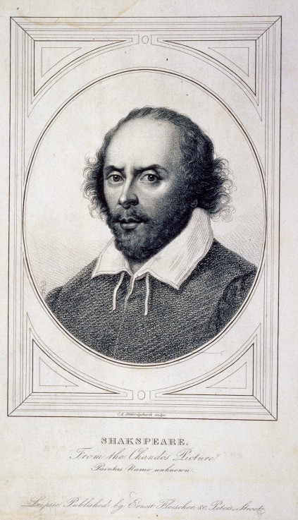 Portrait of the poet William Shakespeare (1564-1616) van Unbekannter Künstler