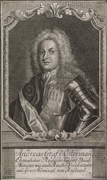 Portrait of Vice-Chancellor Count Heinrich Johann Friedrich (Andrei) Ostermann (1687-1747) van Unbekannter Künstler